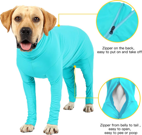 Dog Onesie Prevent Shedding Hair Surgery Recovery Suit Pets Bodysuit Sport Shirt Reduce Anxiety Jump (XS, Lake Blue)...