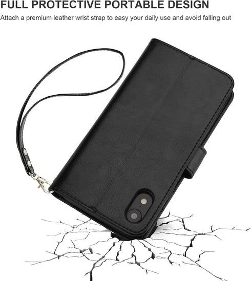 Bocasal for iPhone Xr Wallet Case with Card Holder PU Leather Magnetic Detachable Kickstand Shockproof Wrist Strap Removable Flip Cover for iPhone...