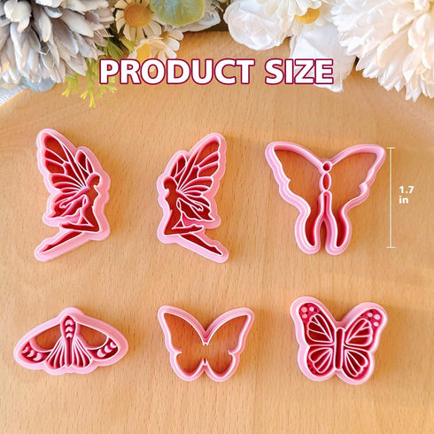 KEOKER Polymer Clay Cutters Butterfly - Luna Moth Polymer Clay Cutters, 6 Shapes Embossed Butterfly Clay Cutters for Polymer Clay Jewelry Making, ...