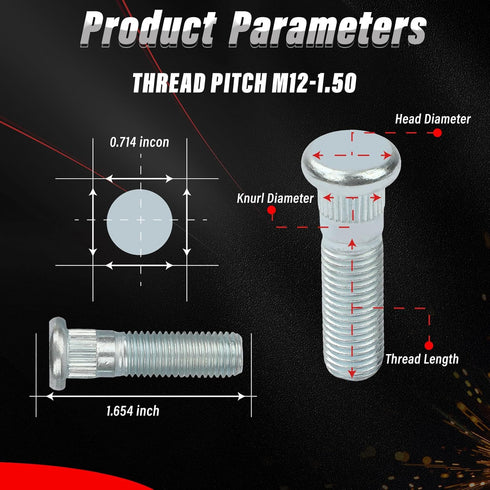 610-360 5Pcs M12-1.50 Wheel Stud Compatible with Acura Honda Isuzu Various Models...