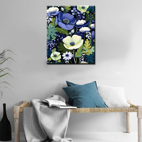 Abstract Blooming Flowers Paint by Numbers Kits 16x20 inch Canvas DIY Oil Painting for Kids, Students, Adults Beginner with Brushes Acrylic Pigmen...