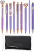 9 Pcs Ballpoint Pens Set Metal Crystal Diamond Pen Glitter Pen for Journaling Black Ink Pretty Cute Pens Fancy Pens Gifts for Women Girls Christma...