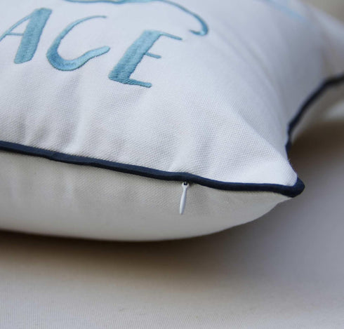 Embroidered The Beach is My Happy Place Throw Pillow Cover,Square 18 inches Decorative Canvas Pillow Cover with The Beach is My Happy Place Patter...