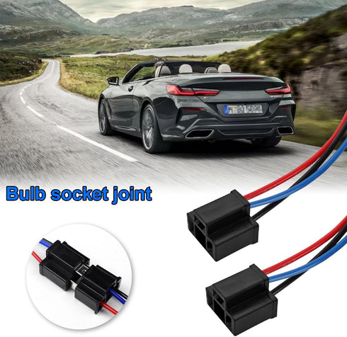 Headlight Wire Socket Connector, 2 Pcs H4 Male/Female Power Plug, 3 Wire Way Automotive Waterproof Electrical Connectors, Light Holder Wiring Pigt...