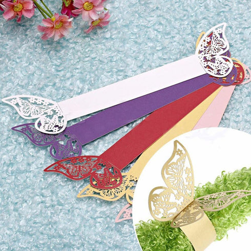 King&Pig 50pcs Laser Cut Butterfly Shape Napkin Rings for Dinners Lunch Tables Home Wedding Birthday Date Anniversray Party Decorations (Gold)...