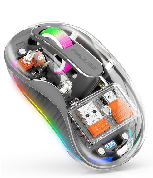 Wireless Bluetooth Transparent Mouse, 2.4GHz with USB & Type-C Two Receiver Compatible with Mac/ipad, 2400 DPI, Portable Laptop Silent Rechargeabl...
