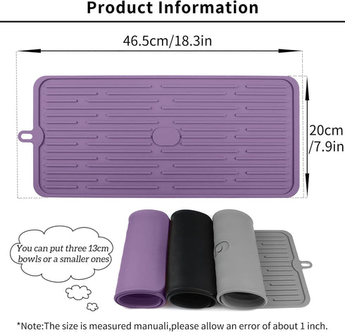 Ptlom Dog Food Mat Anti-Slip Dog Bowl Mats for Food and Water, High-Lips Waterproof Dog Feeding Mat Prevent Messy Spills to Floor, Silicone Pet Pl...