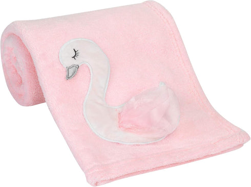 Bedtime Originals Blossom Pink/White Swan Coral Fleece Baby Blanket...