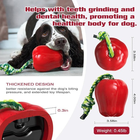 Dog Chew Toys for Aggressive-Chewers - Indestructible Dog Toy for Aggressive Chewer?Tough Chew Toys for Dogs (Rubber Red Apple)...