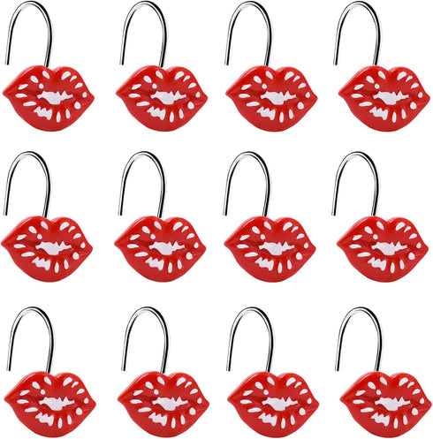 Mothers Day Love Valentines Day Shower Hooks, Red White Shower Curtain Hooks Set, Decorative Funny Gifts Shower Curtain Hooks, Christmas Bathroom ...