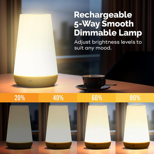 LED Night Light Touch Lamp - Smart Touch Cordless Rechargeable Lamp for Bedroom Night Stand with Remote Control | Portable Night Lights for Adults...