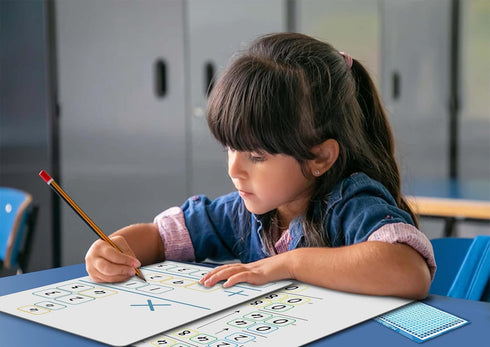 Set of Dry Erase Multiplication and Division Practice White Board, 8" x 12" 2-Digits Mathematics Board with a 4" x 2.5" Multiplication Chart Board...