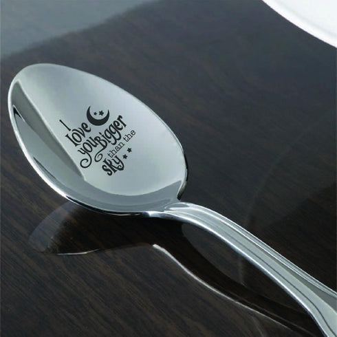 Friendship Day gifts - Daddys gifts - Engraved spoon - I love you bigger than the sky spoon - Gifts for dad - Engagement gifts - Teaspoon - Love g...