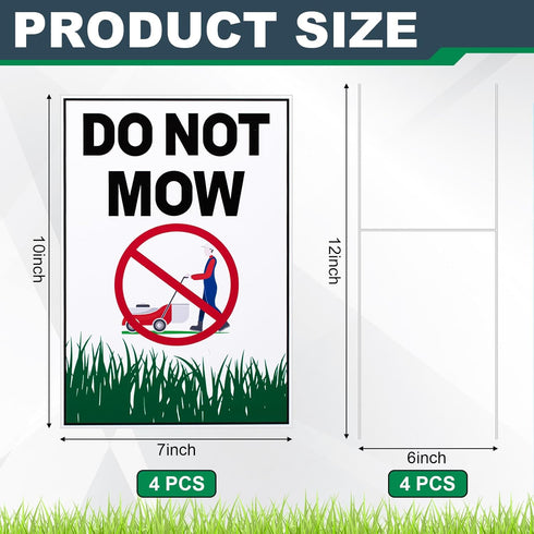 Blulu 4 Pcs Do Not Mow Sign with Metal H Stake 10 x 7 Inches No Mow May Yard Sign Double Side Lawn Signs Corrugated Plastic Weatherproof UV Protec...