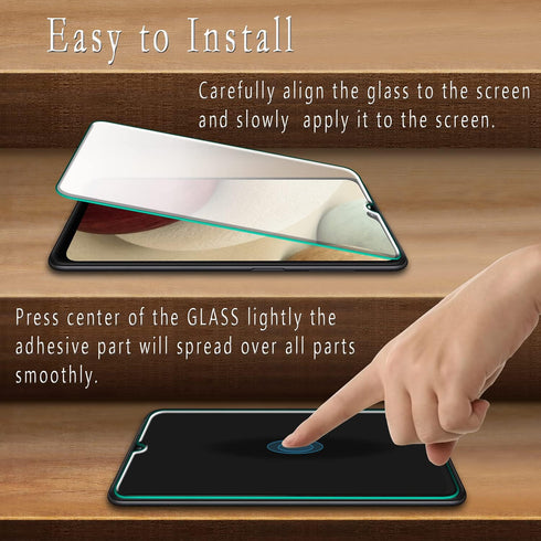 HPTech (2 Pack) Screen Protector for Samsung Galaxy A12 Tempered Glass, Easy to Install, Anti-Scratch, No-Bubble, Case Friendly...