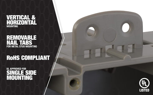 Southwire MSBMMT6G Six Device Adjustable Depth, Heavy Duty 42lb Screws Included 6-Gang Multi-Mount Electrical Box, Gray...