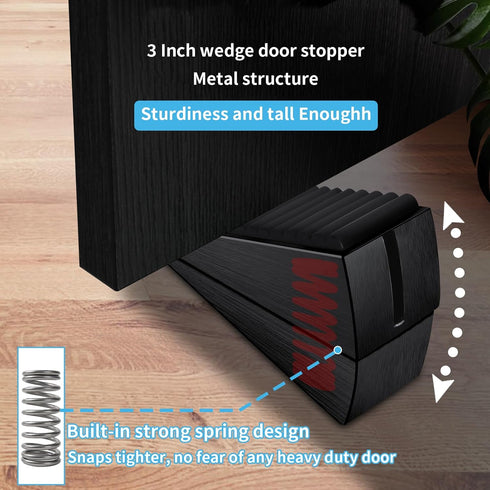 Strongest Adjustable Spring Loaded Large Door Stopper - Heavy Duty Tall Door Stop Wedge Door Stoppers for Bottom of Door, Tall up to 3 in Doorstop...
