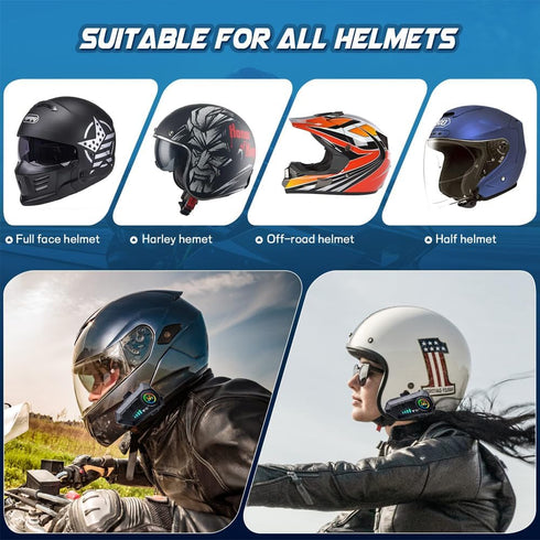 Y102X Helmet Talk Motorcycle Helmet Headset, Wireless Helmet Intercom for 2 People to Talk, with CVC Noise Reduction Music Control Response, Bluet...