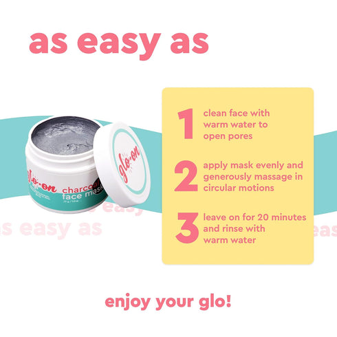 Glo-On Skincare Charcoal Face Mask - Acne Facial Mask With Natural Ingredients, Activated Charcoal & Aloe, Works as Blackhead Remover, Reduces Inf...