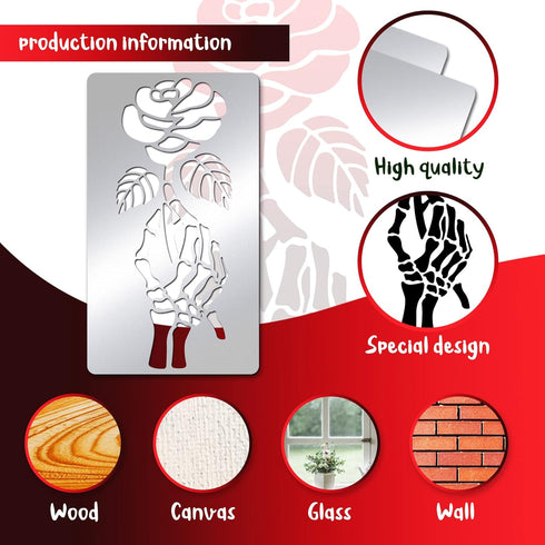 BENECREAT Stainless Steel Flower Stencil Templates, Reusable Rose and Skull Hand Painting Template Journal Tool for Wood Burning Pyrography Engrav...