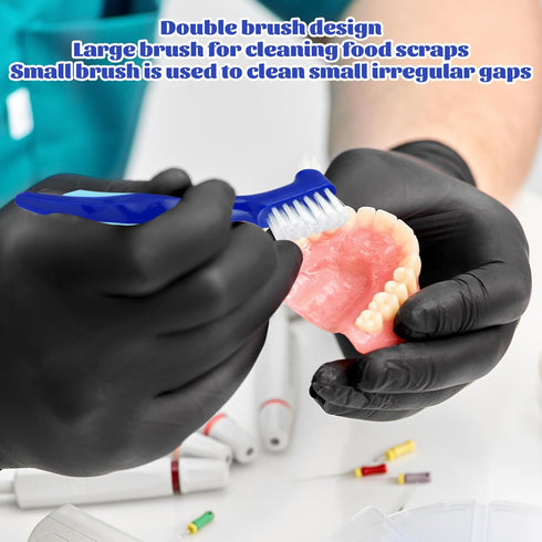 3 Pcs Hard Denture Brush, 3 Colors Premium Hygiene Denture Cleaning Brush for Denture Care, Double Sided Toothbrush with Multi-Layered Bristles & ...