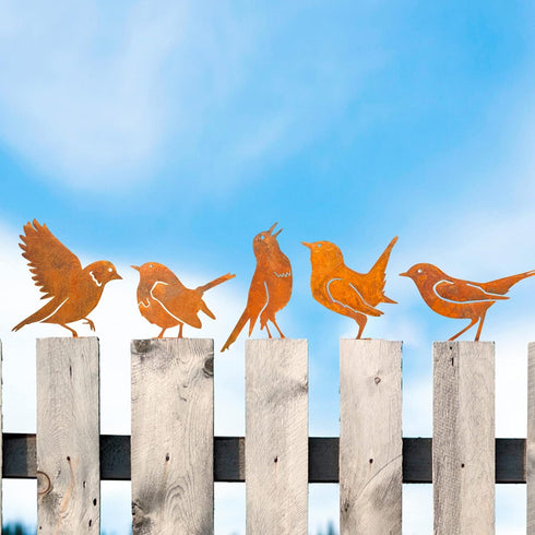 Rusty Bird Silhouette with Rusty Patina Birds Decoration Lifelike Metal Birds Garden Ornaments Silhouette Simulation Bird Figurine Rustic Outdoor ...