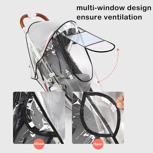 Stroller Rain Cover Universal Stroller Cart Umbrella Rain Cove Accessory, for Babies Winter Windproof Waterproof Dustproof and Snowproof...