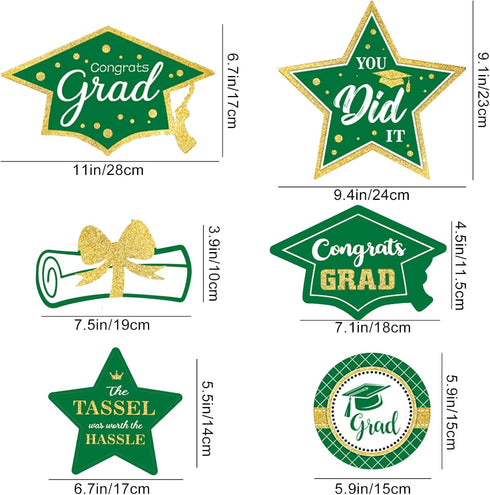 Green and Gold Graduation Decorations Set of 24 Class of 2025 Table Decor Congrats Grad Party Centerpiece Sticks Table Toppers Graduation Party Su...