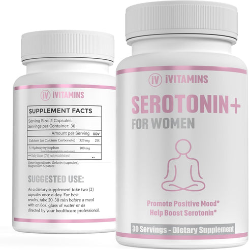 Serotonin Supplements for Women - Supports Healthy Serotonin Levels, Improves Mood, & More - Serotonin Supplement - Mood Support Supplement - Mood...
