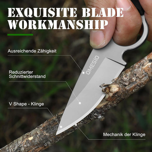 Omesio Small Fixed Blade Knife, Tactical Hunting Camping Survival Knife with Kydex Sheath, Full Tang Stainless Steel 2.68-Inch Drop Point Blade G1...