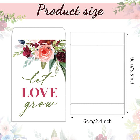 150 Pieces Greenery Seed Packets Let Love Grow Seed Packets Self Adhesive Wedding Envelopes Retro Christmas Valentine Wedding Favors for Guests, 3...