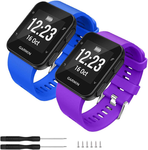 Band Compatible with Garmin Forerunner 35, Soft Silicone Replacement Watch Band Strap for Garmin Forerunner 35 Smart Watch (2-Blue,Purple)...