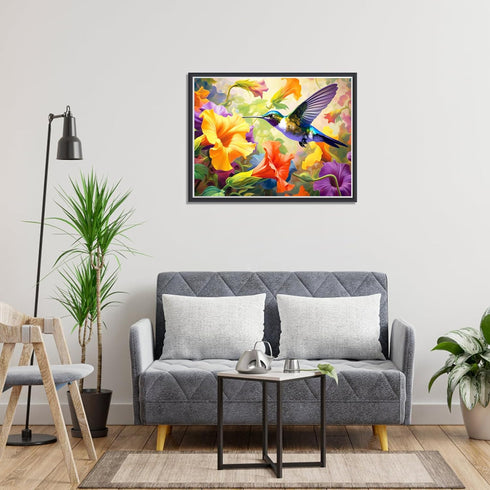Gearock Hummingbird Diamond Painting Kits, Flowers Bird Diamond Art Kits for Adults, DIY Gem Art Crafts for Room Bedroom Living Room Bathroom Deco...