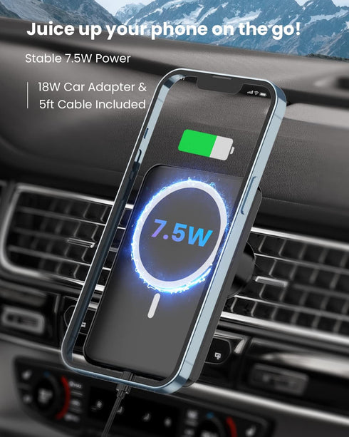 JoyGeek Magnetic Wireless Car Charger, Compatible with Mag-Safe Car Mount Charger for iPhone 14/13/12 Series, Car Air Vent Phone Holder Mount with...