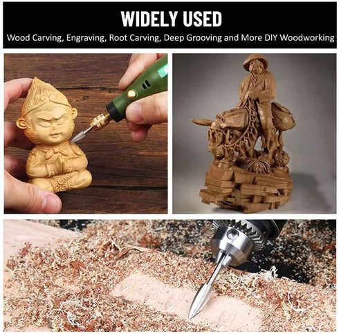 Wood Carving Tools for Rotary Tool, 5 PCS HSS Woodworking Tools Engraving Drill Bit Set Wood Crafts Grinding Tool Universal 1/8” Shank For DIY Car...