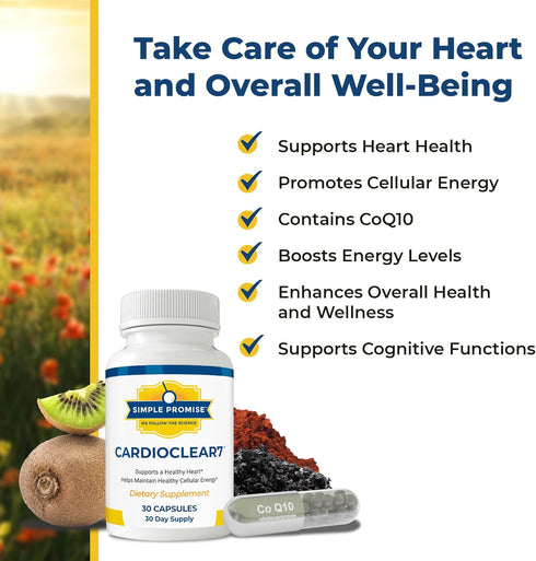 Cardio Clear 7 - Heart Health Supplements - Maintain Cellular Energy - Contains CoQ 10, 30 Day Supply...