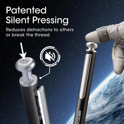 WRITECH Gel Pens Fine Point: Premium Metal Barrel Retractable 0.7mm Black Ink Pen 2ct with 2 Refills No Smear & Bleed Quick Dry Smooth Writing Sil...