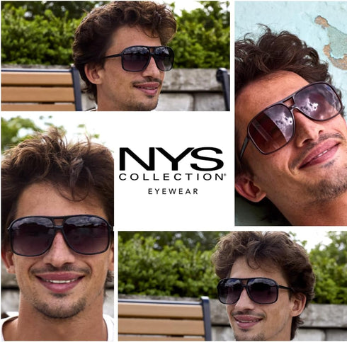 NYS Collection Square Aviator Sunglasses Womens Mens 70s Double Bridge Large Frame...