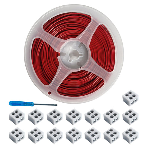 15Pack erless LED Strip Connectors 2pin with 32.8ft Wire, Tighten Screw Terminal Blocks 2 Pin 10mm Connector with Screwdriver Wire to LED Tape Con...