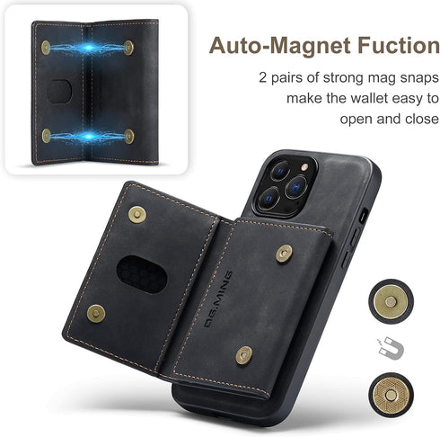 SZHAIYU 2 in 1 Detachable Back Cover Compatible with iPhone 13 Pro Max Wallet Case with Card Holder Leather Pocket Slim Phone Cases 6.7'' (Black)...