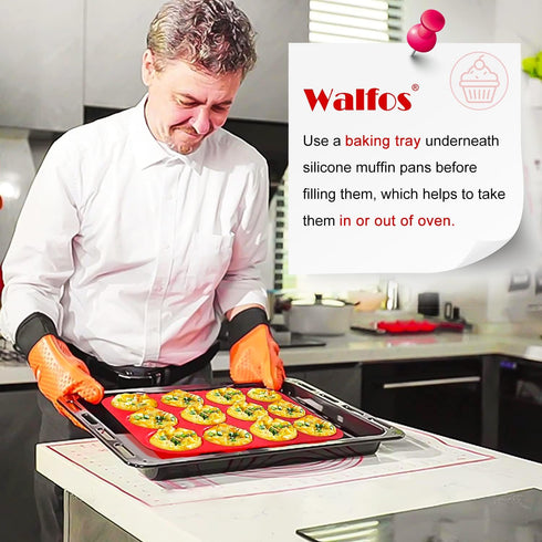 Walfos Muffin Pan Set - 12 Cups Regular Silicone Cupcake Pan, Non-stick and BPA Free, Great for Making Muffin Cakes, Tart, Fat Bombs - Dishwasher ...
