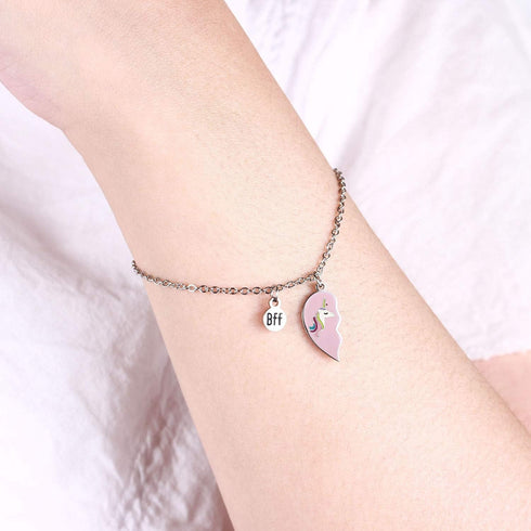 2pcs Best Friend Unicorn Bracelet BFF Heart Jewelry Christmas Birthday Gift for Friends or Sister...