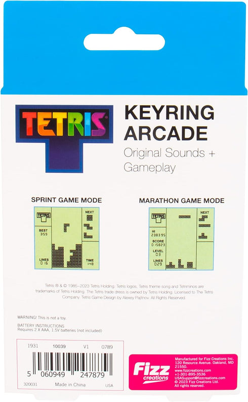 Tetris Keyring Handheld Arcade Game - Retro Mini Portable Handheld Tetris Game for Kids and Adults. Original Gameplay Including Original Tetris So...