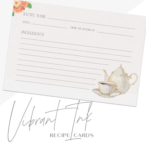 Tea Recipe Cards, 4x6 in, Water-Resistant, Double Sided (Vintage Tea)...