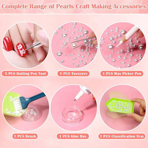 4 PCS 15ML B7000 Jewelry Glue and 10000 PCS Flatback Pearls, B7000 Clear Jewelry Rhinestones Glue with Half Round Pearls Beads Flat Back Pearl for...