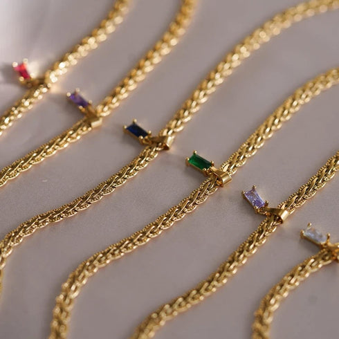 18K Gold Filled Vintage Choker Necklaces for Women Waterproof Gold Choker Necklace Anti Tarnish Gemstone Zircon Rectangle Pendant Necklace...