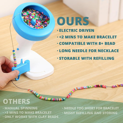 Electric Bead Spinner for Bracelet Making Kit - Clay Bead Bracelet Kit Essentials, Bead Spinner Needles Included, Easy Friendship Jewelry Bracelet...