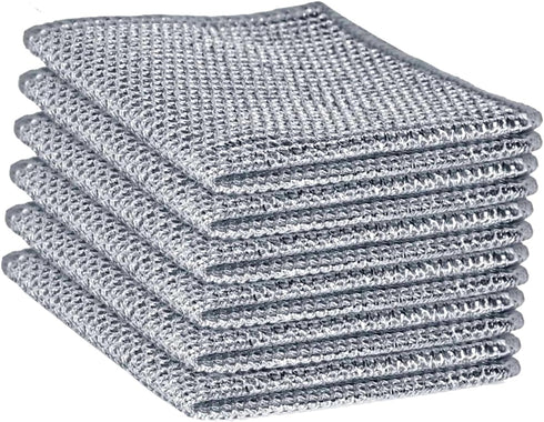 Double Layer Multipurpose Non Scratch Wire Dishcloth, Soft Wire Dishwashing Rag Safe for Non-Stick Cookware, Scrubs & Cleans for Dishes, Sinks, Co...