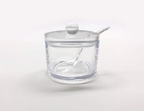 Heavy-Duty Acrylic Jam Jar Sugar Salt Spice Pepper Seasoning Condiment Bowl Box Storage Pot with Spoon and Lid Crystal Clear...