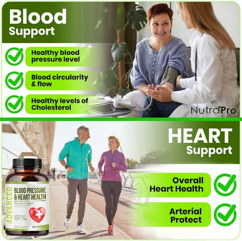 Heart Health Blood Pressure Support Supplement - Support Blood Pressure & Healthy Circularity Naturally with Hawthorn Berry & Hibiscus.Vitamins Pi...
